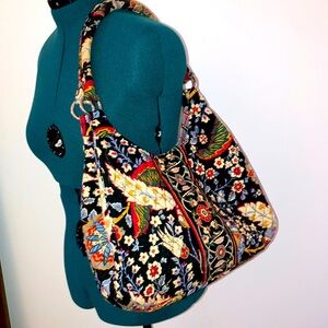 Vera Bradley Black Floral Vine Shoulder Bag